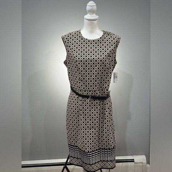 Dress Barn Dresses & Skirts - CLEARANCE! Dressbarn Patterned Sleeveless Belted Sheath Dress Size 12 NWT
